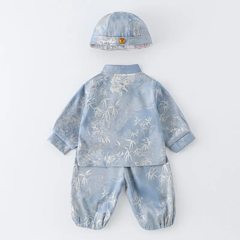 2024 جديد تانغ الصينية التقليدية زي لحديثي الولادة طفل الفتيان هدية عيد ميلاد الملابس عيد الميلاد طويلة الأكمام الأطفال تانغ دعوى