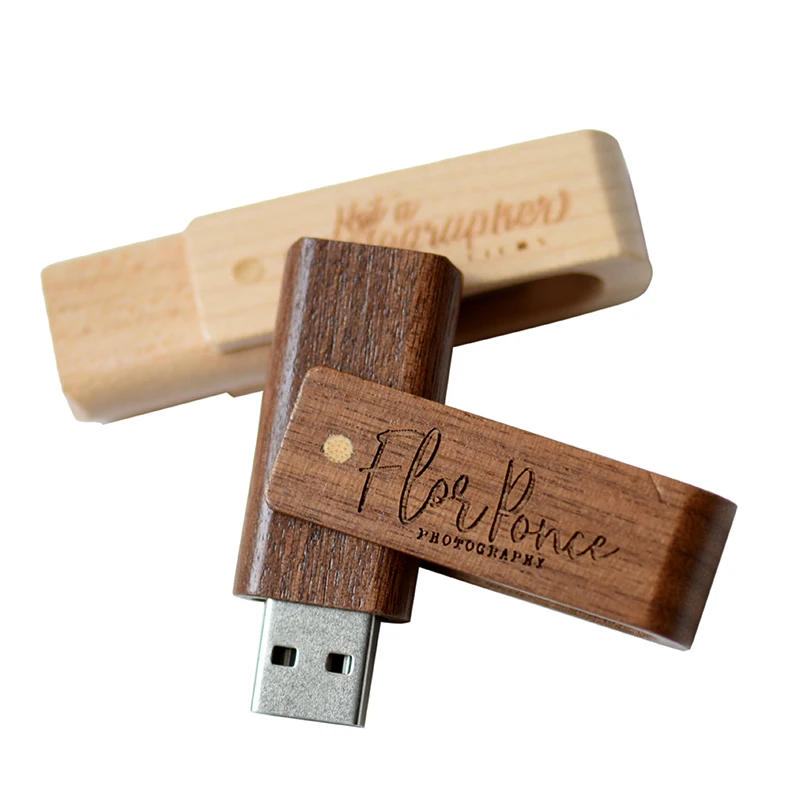 Clé USB 2.0 en bois avec logo personnalisé gratuit, clé USB portable, disque U, capacité réelle, boîte cadeau, 64 Go, 32 Go, 16 Go, 8 Go, 4 Go