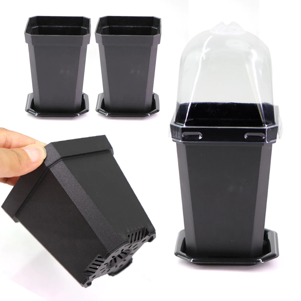 10/20PCS Thick Seedling Cup with Tray Durable Plastic Plant Container for Seedlings Vegetables Succulents Cuttings Nursery Pots