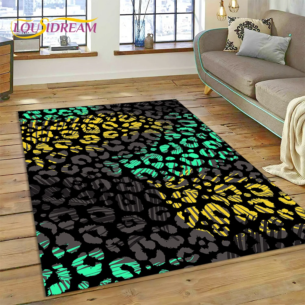 

Colorful Zebra Stripe Leopard Tiger Print Pattern Rug Carpet for Living Room Bedroom Decor,Non-slip Decoration for Sofa Doormat