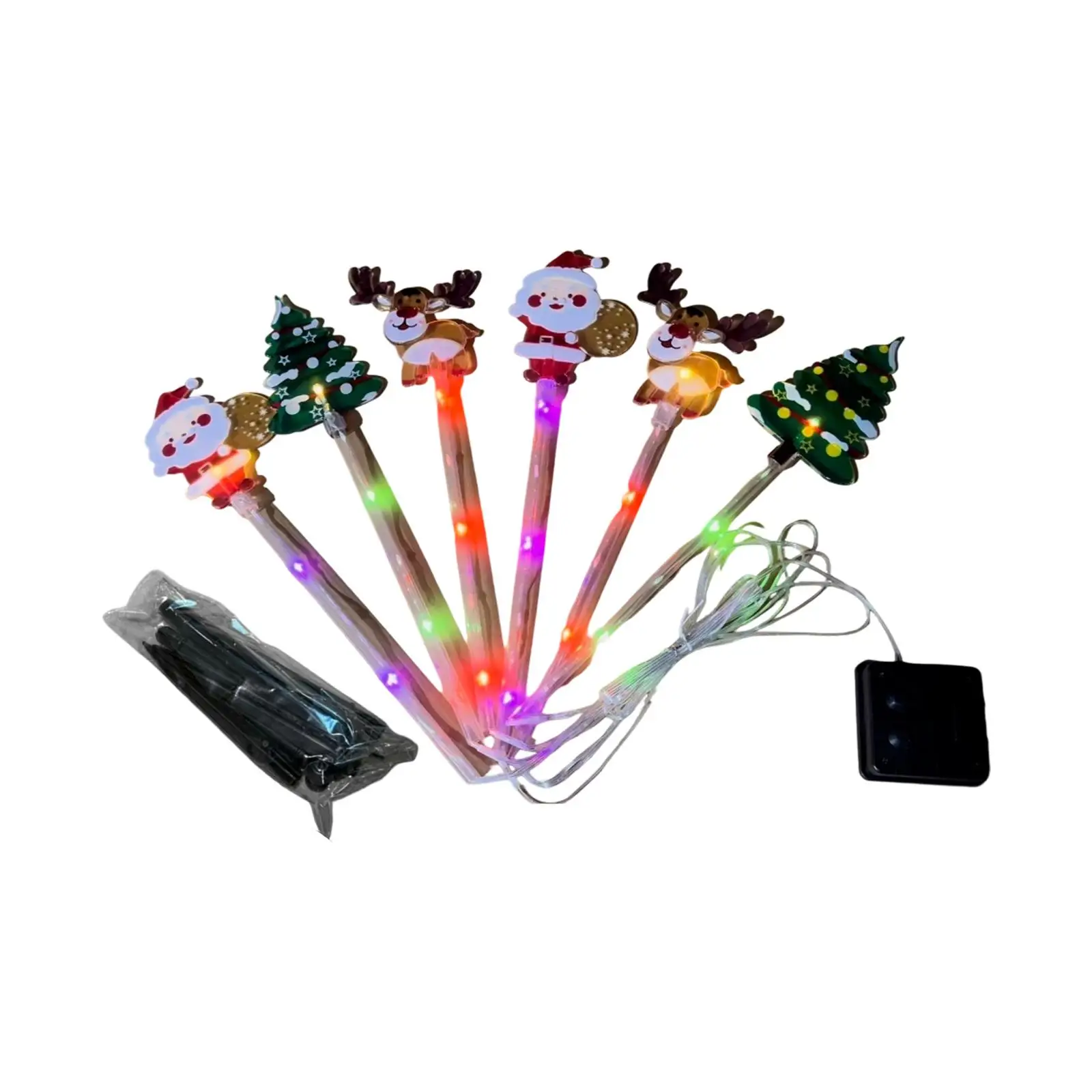 6 قطع من أضواء مسار عيد الميلاد بالطاقة الشمسية، إضاءة عيد الميلاد LED للمسار