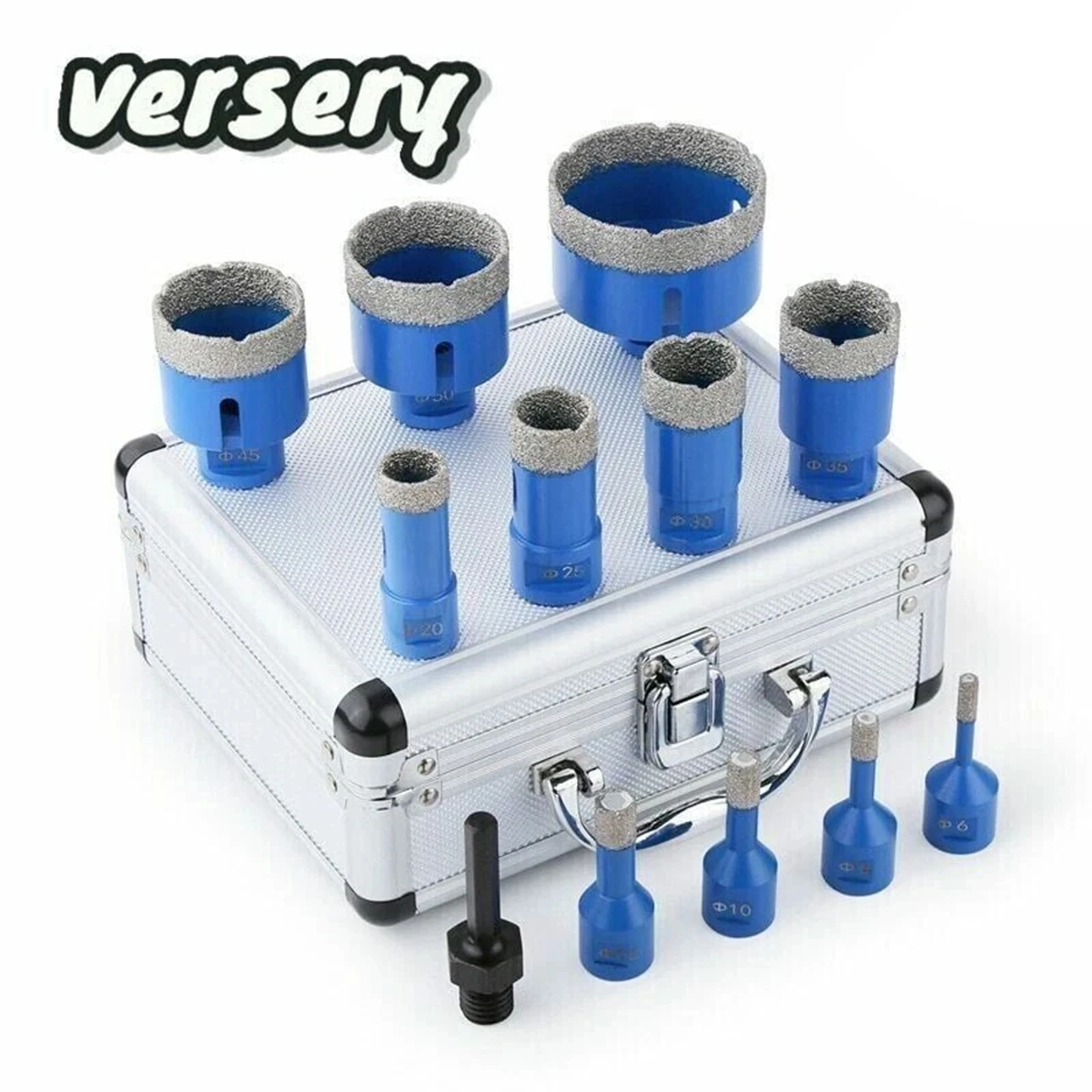 12PCS Brazed Diamond Dry Drilling Bit Set 6-68mm M14 Thread Hole Saw with 3/8'' Hex Adapt for Marble Ceramic Granite Concrete