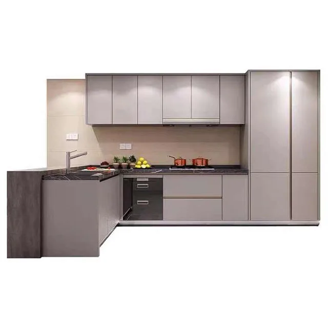 High Gloss Lacquer Modern Style Flat Door Design for Mini Kitchen Customized Kitchen Cabinet