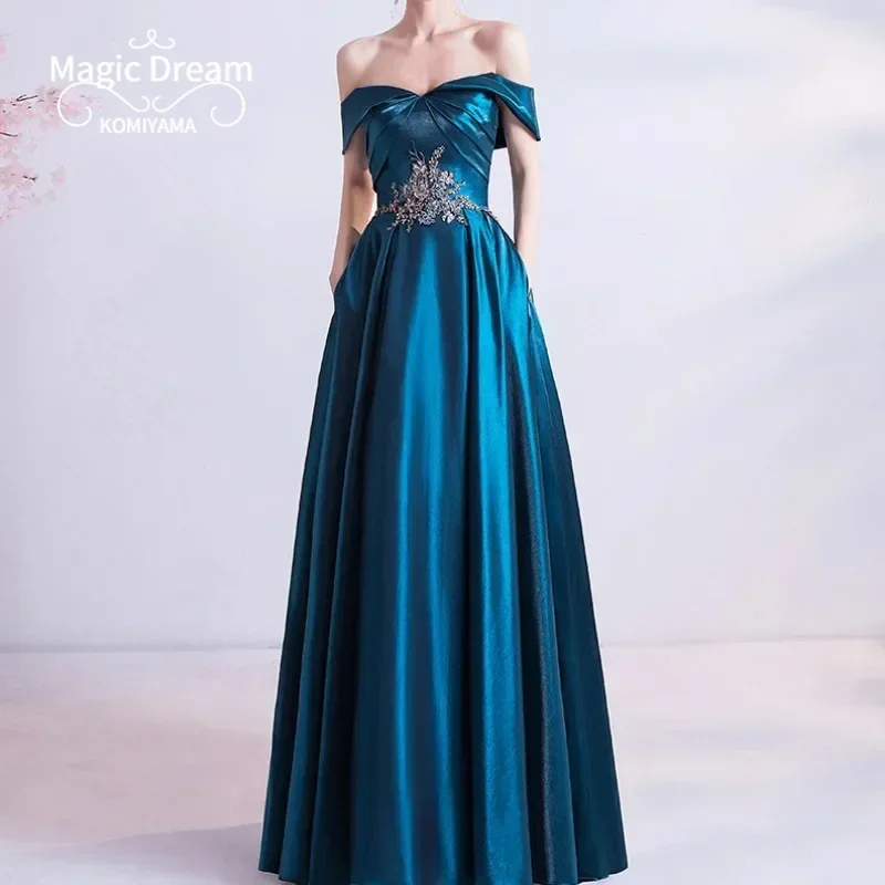 Customized One Shoulder Slim Waist Elegant Evening Dresses Simple Appliques Simple Wedding Party Vestidso Pleated Fashion Long P