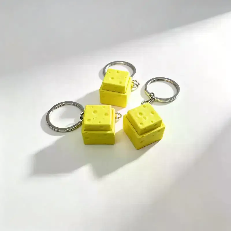 Mini Cheese KeyChain Keyboard Stress Relief Fidget Button Cheese Keycap Fidget Clicker Keyboard Keychain Pendant Finger Toys