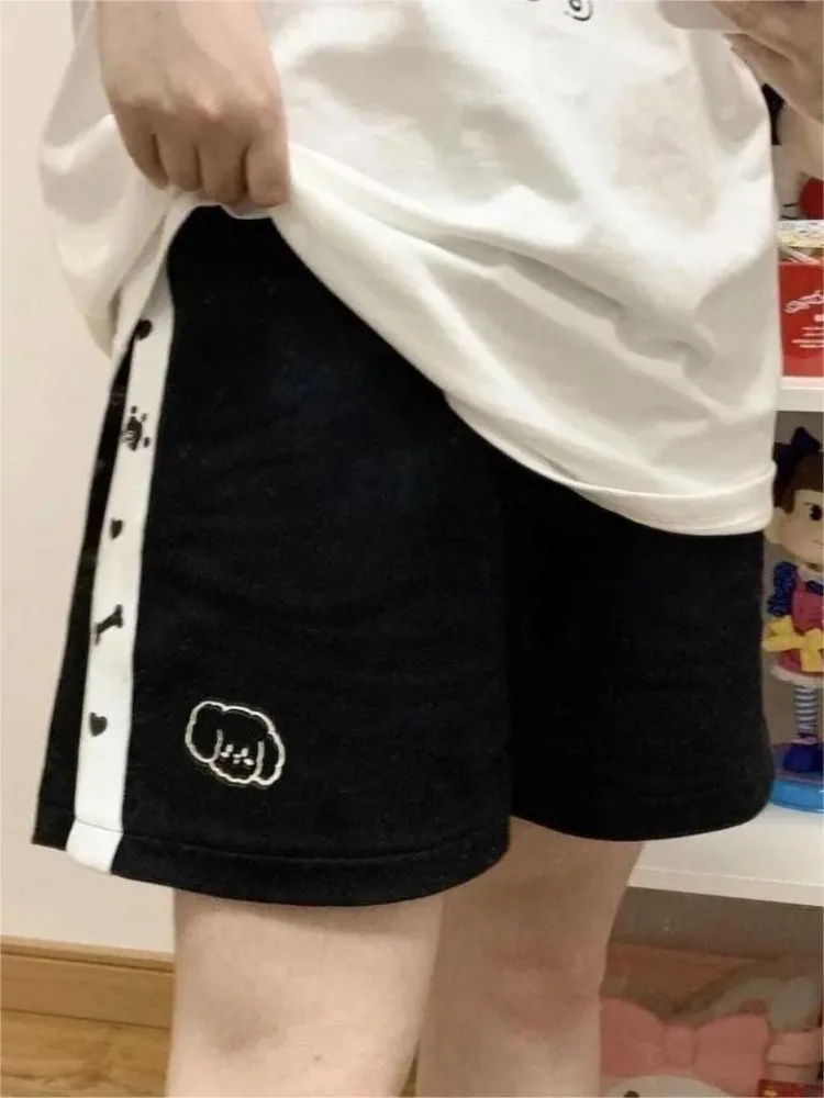 HOUZHOU Japanese 2000s Style Y2k Shorts Baggy Kawaii Harajuku Sweatpants Cute Sweet Sports Pants Oversize Korean Fashion Summer