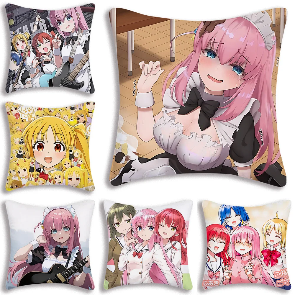 Pillow Covers Cartoon BOCCHI THE ROCK Sofa Decorative Home Double-sided Printing Short Plush Cute Cushion Cover