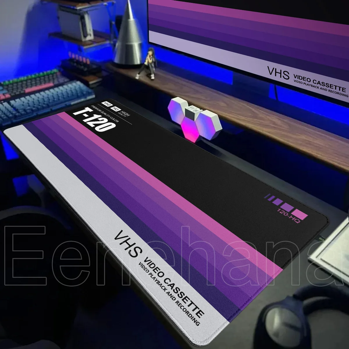VHS Large Recorder Gaming Mouse Pad Non Slip Nostalgic Keyboard Mat Retro Style XXL Laptop Desk Accessories Magnetic Tape Carpet