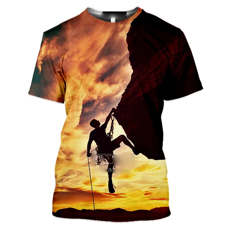 Outdoor Mountain Climbing Climber Hiking 3d Print Men\'s T-shirt Women T Shirt Men Summer Tees Casual Fitness Tops