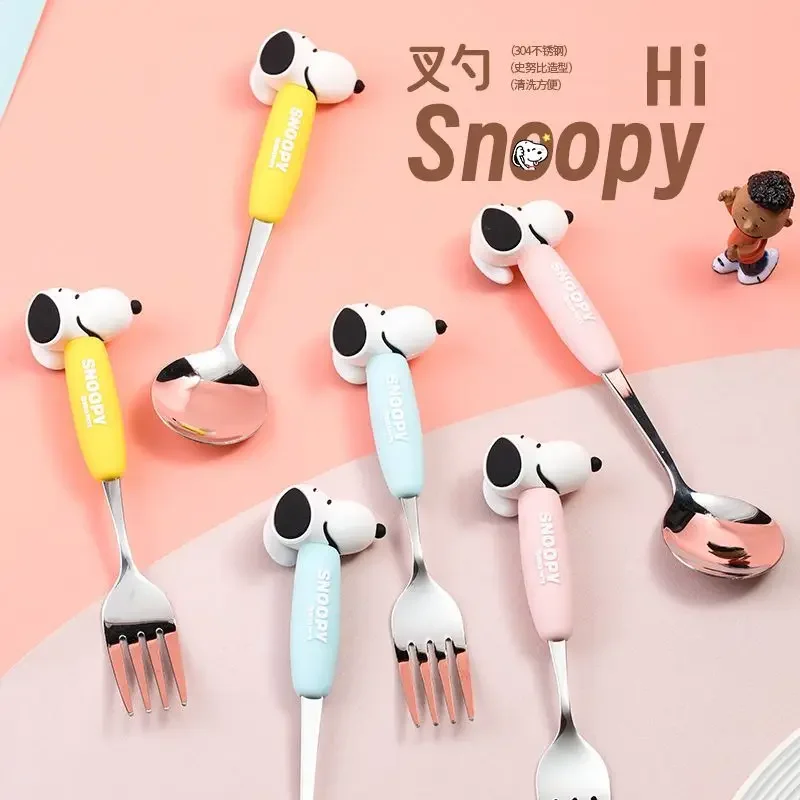 Snoopy for boys and girls with cute creative cartoon patterns, good looks and comfortable grip, stainless steel spoons and forks