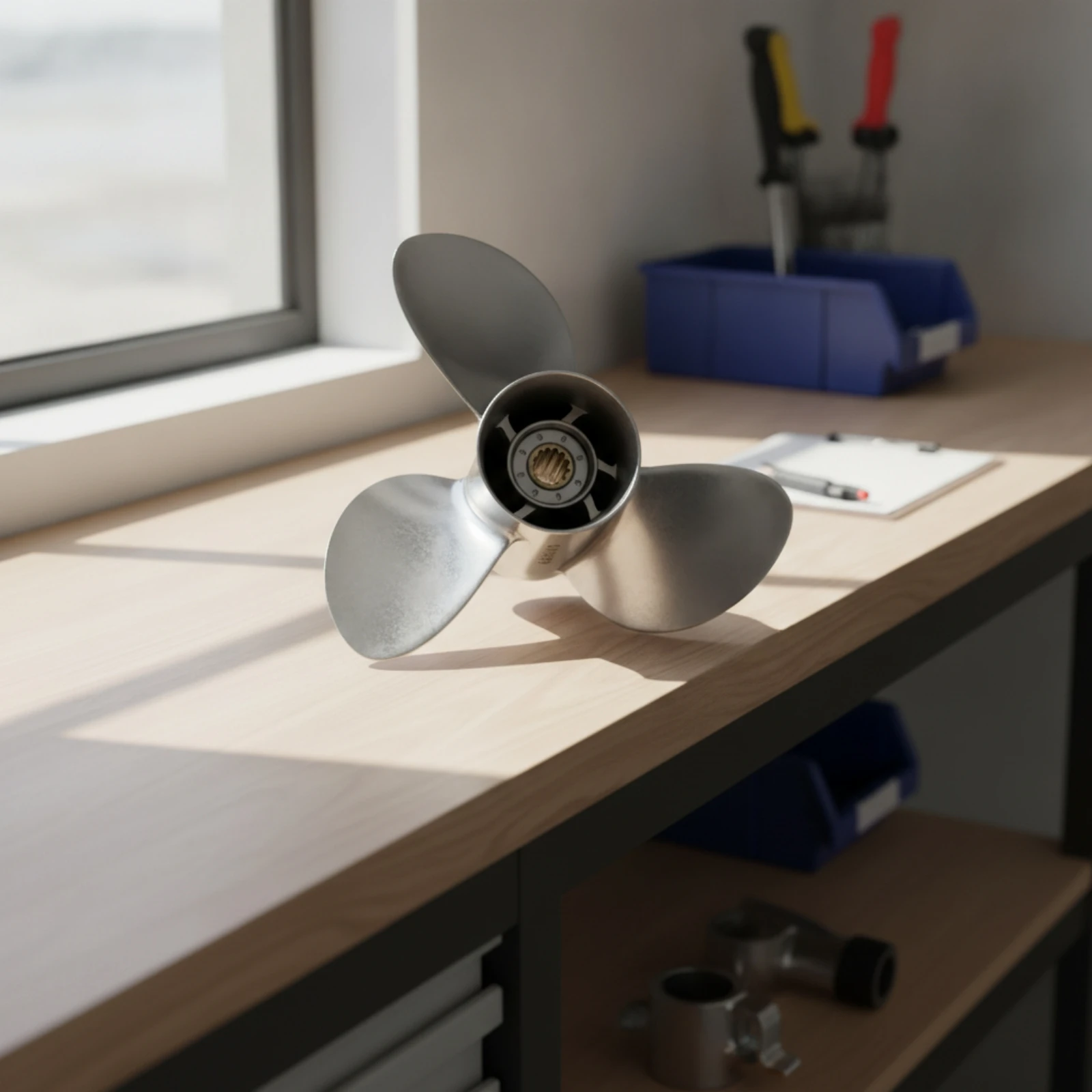 Propeller with Splined Hub Stainless Steel Outboard Propeller Hardware Replacement Corrosion-Resistant for Marine Use