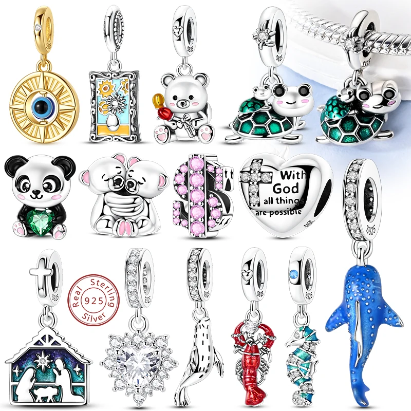 

Новые подвески из стерлингового серебра 925 пробы, светящиеся бусины-подвески в виде кита, черепахи и медведя для оригинального браслета, кулон для женщин и девочек, ювелирные изделия своими руками, подарок