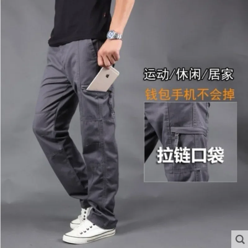 Cotton Men's Cargo Pants Spring Autumn Casual Multi Pockets Long Trousers for Men Straight Slacks Military Tactical Pants Y2k