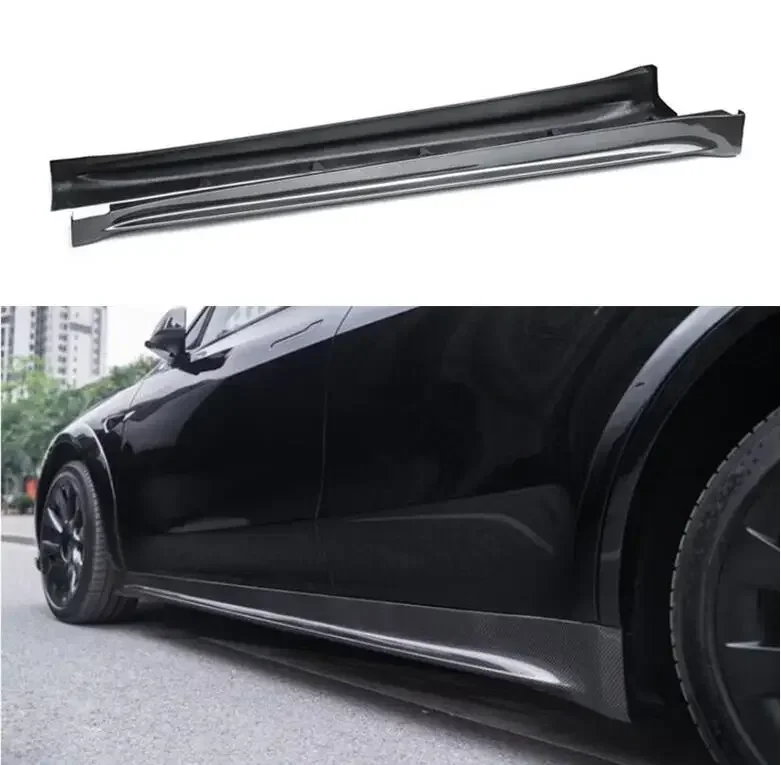 Body Skirts For Tesla MODEL Y 2021 2022 2023 Side Panels Body Skirts Kit lip Cover Carbon Fiber