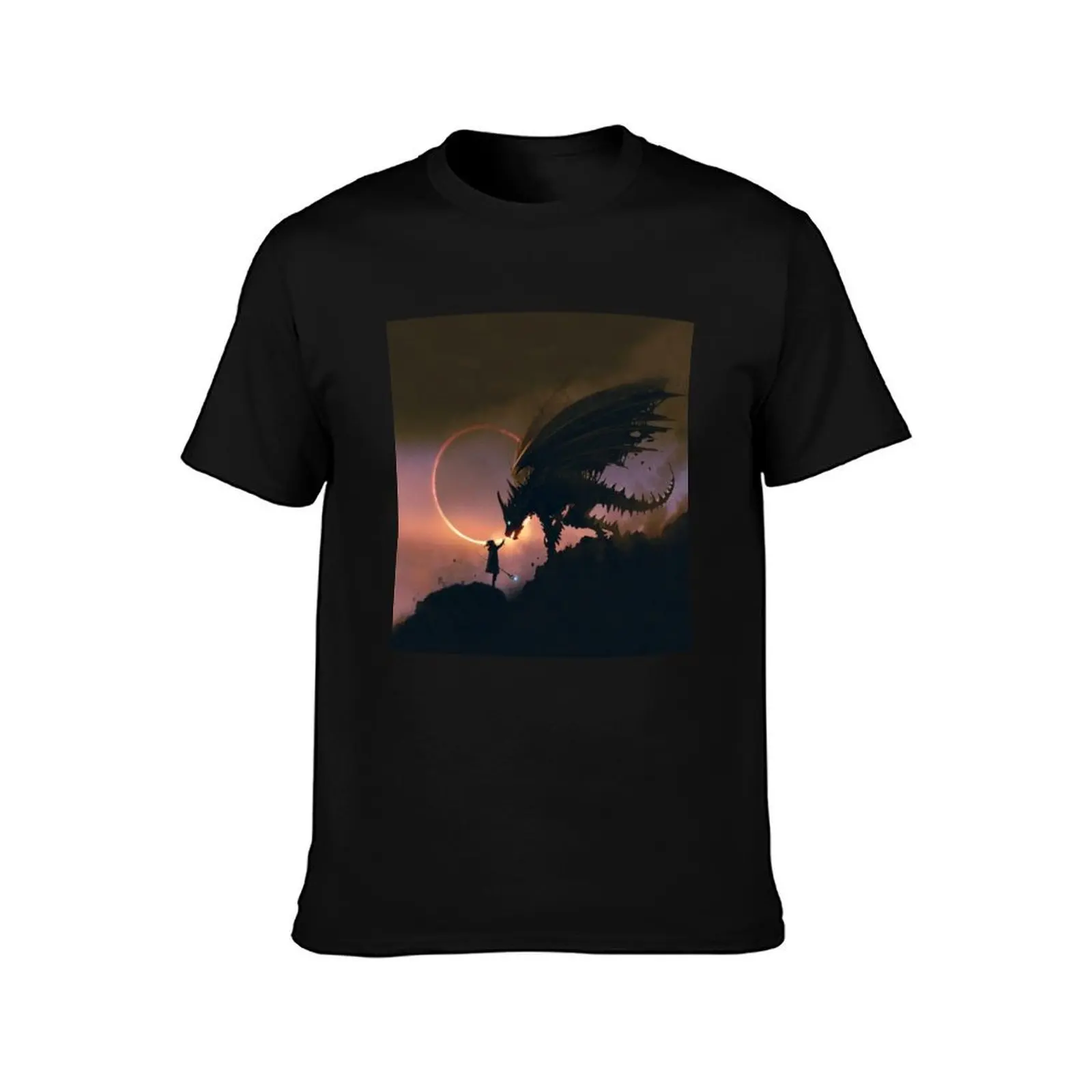 Dragon Wizard fantasy T-Shirt, Summer Casual Cotton Tee, Oversized Streetwear Tops, Vintage Graphic Print, Unisex Men Women