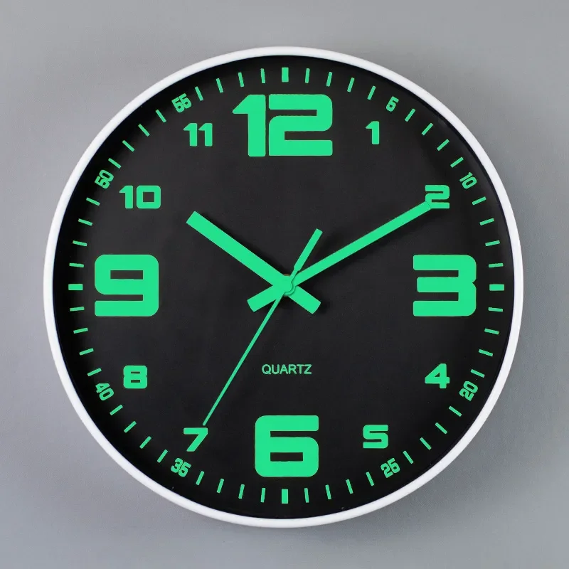 12-Inch Luminous Wall Clock Silent Quartz Clock for Personalized Creative Decor Cross-Border Hot Sale Plastic Clock