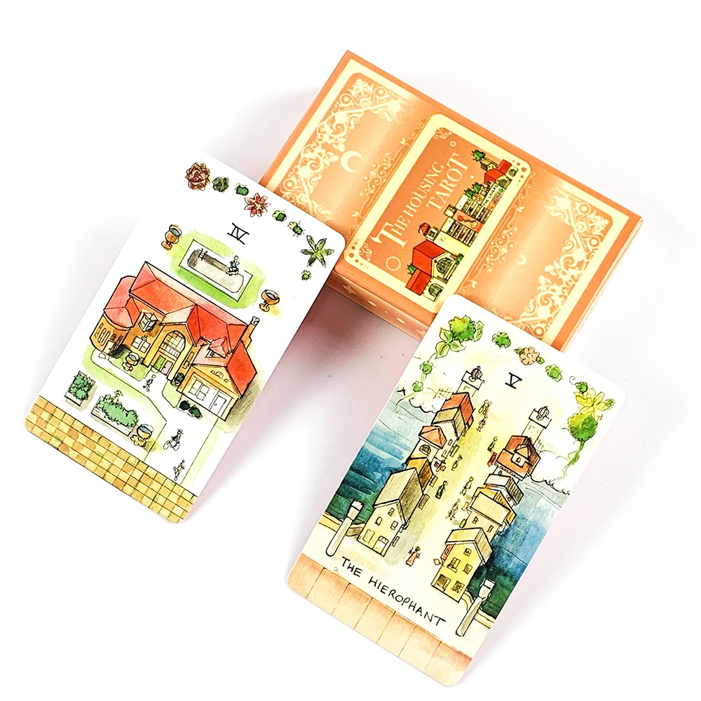 The Housing Tarot Deck 78 Cards Whimsical Town Building Art Tarot Cards Special Real Estate & Home‑Focused Divination Cards Game
