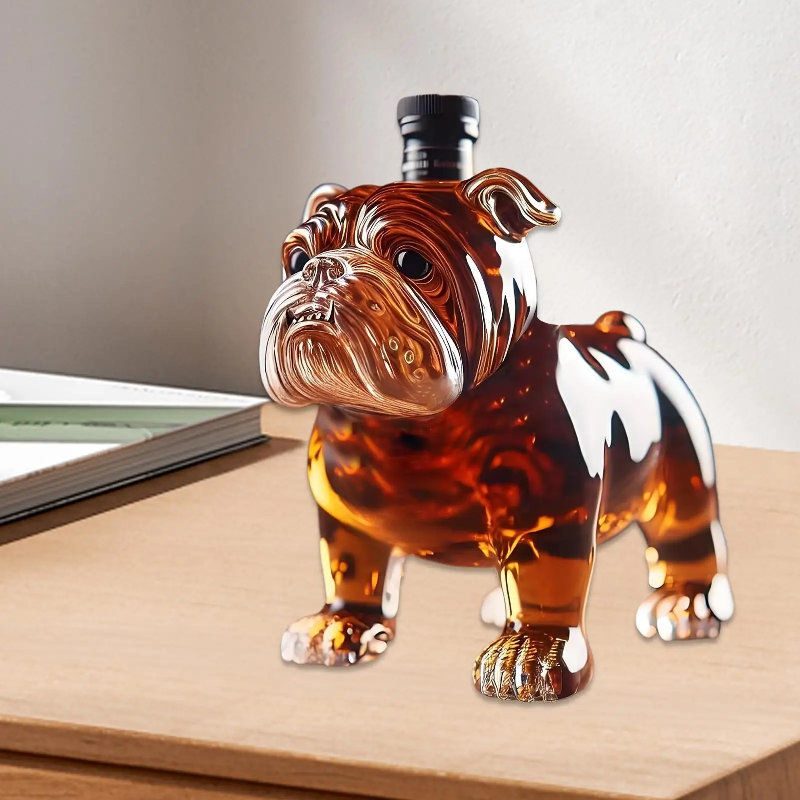 3D-Whisky-Flaschen-Dekanter für Bulldoggen, einzigartige Hundeweinglasflasche, für Bar, Büro, Heimdekoration, 300 ml Whiskyflasche in Bulldoggenform