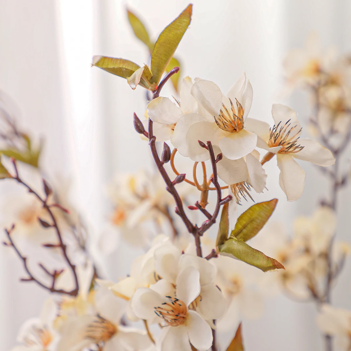 XIYA FLOWER  Cherry Artificial Flowers Sakura Artificial Branchs White Pink Spring PE Material Indoor Garden & Home Decor
