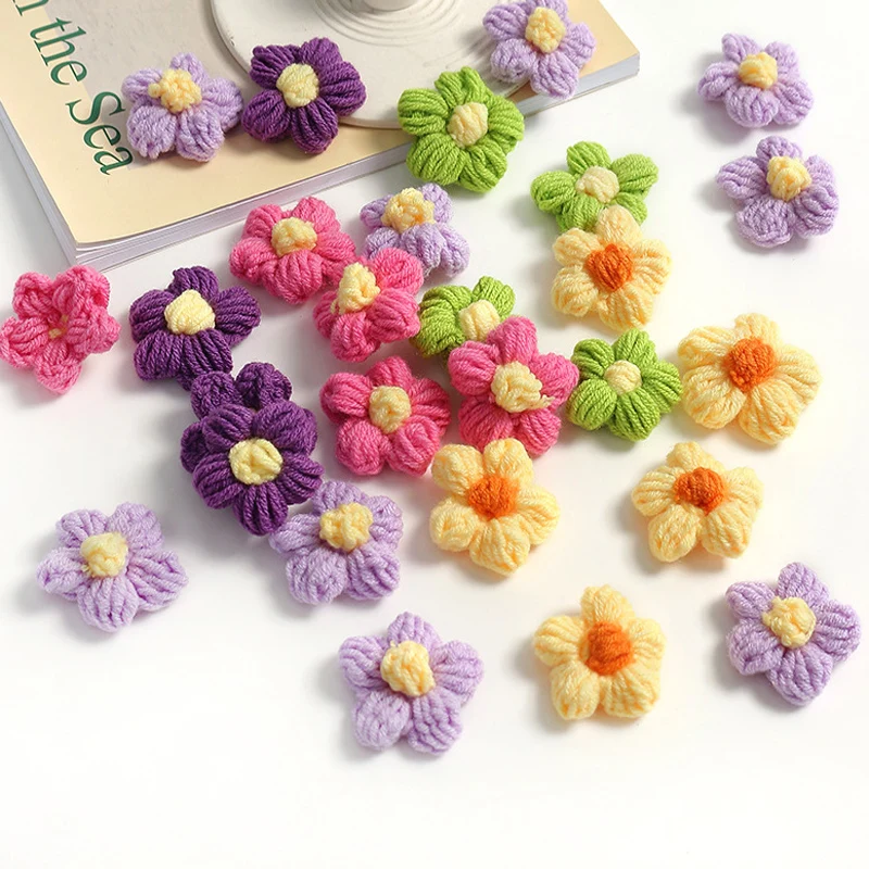 10-50 قطعة ملصقات زهرة الصوف DIY بها بنفسك الأحذية والقبعات الحرف اليدوية الخياطة الملابس القبعات مقاطع الشعر اكسسوارات الديكور