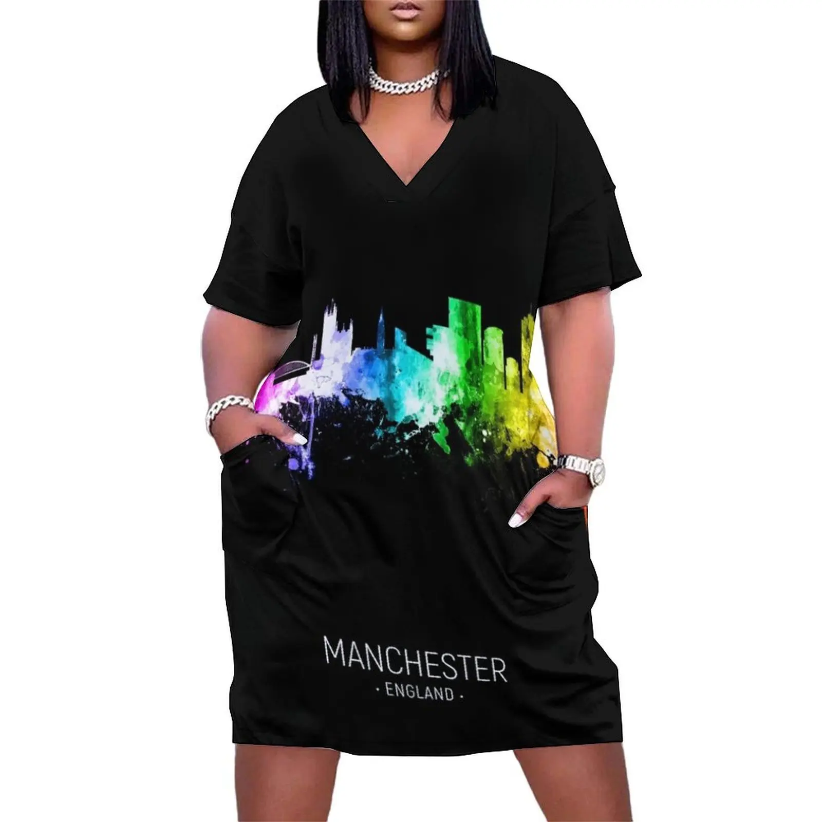 

Manchester England Skyline Loose Pocket Dress prom dresses 2025 women's clothing summer 2025 novelties