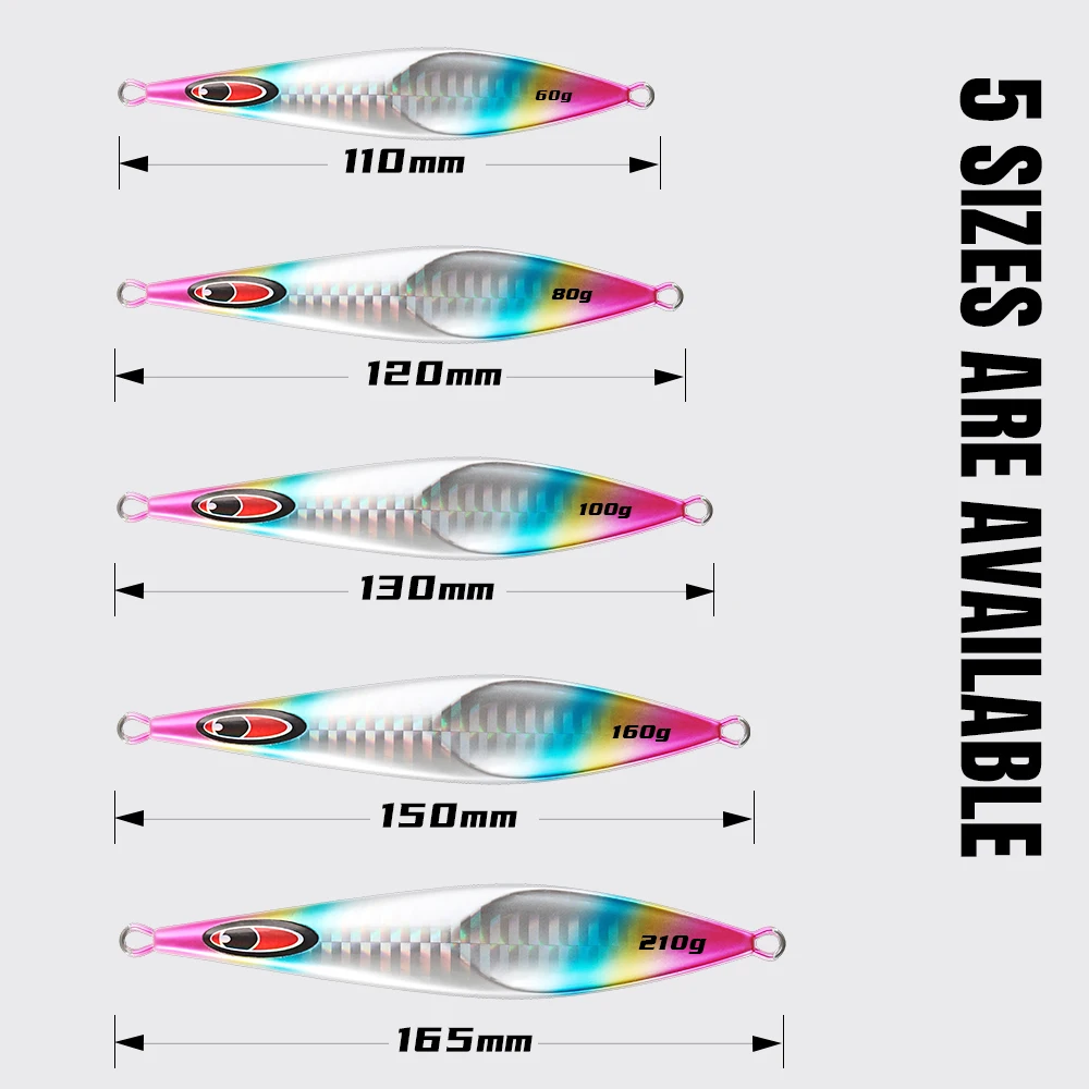 JIGGING PRO Rector Metal Jig 60g 80g 100g 160g 210g UV Glow Slow Jigging Deep Sea Saltwater Fishing Lure