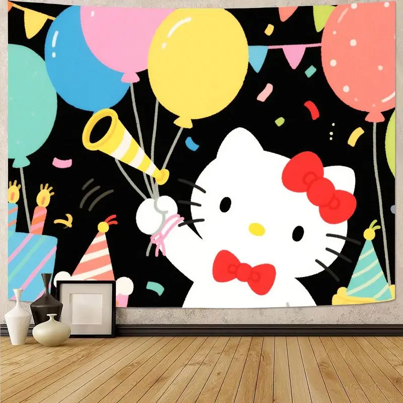 

1 шт. Sanrio Hello Kitty гобелен для дня рождения, милый кавайный мультяшный настенный декор для комнаты в общежитии, подарок для фанатов девочек-подростков, полиэстер