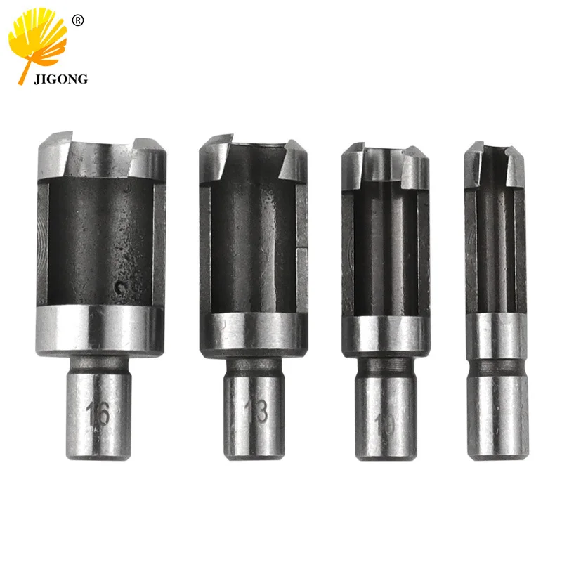 4-Pack Carbon Steel Cork Knife Cork Drill Woodworking Bit Cylinder Log Dowel Bit, Round Shank Reaming Bit