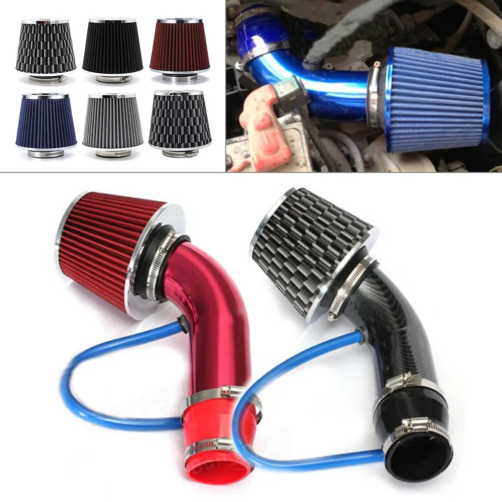 64mm 76mm Car Cold Air Intake Filter Induction Kit Pipe Power Flow Hose System Universal