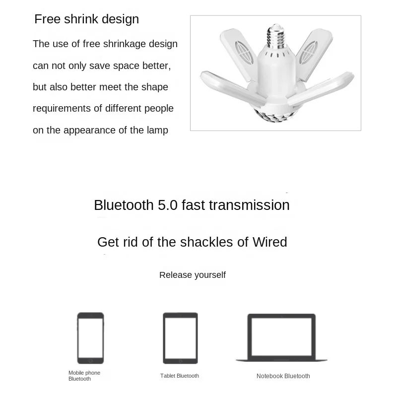 220v 24W Bluetooth Magic Ball Music Lamp E27 Universal Light Head Home Wireless Bluetooth Colorful Mini Four-Leaf Light