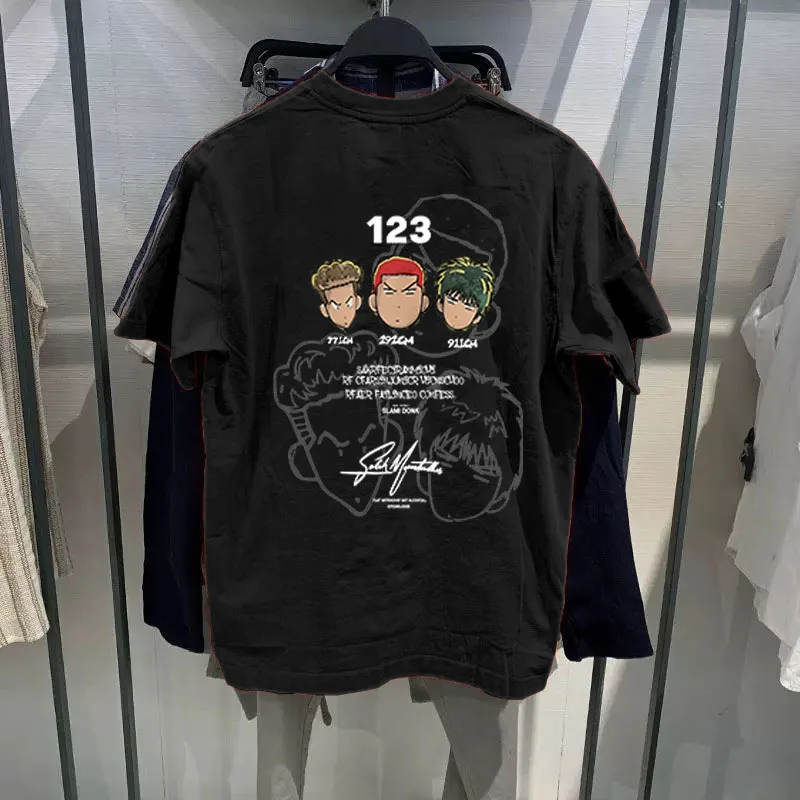 

Street Sle ex Loose Fit ort Sve Printed T-irt Brand Tag Removed 2025 Summer Faion UV Protection Clothing