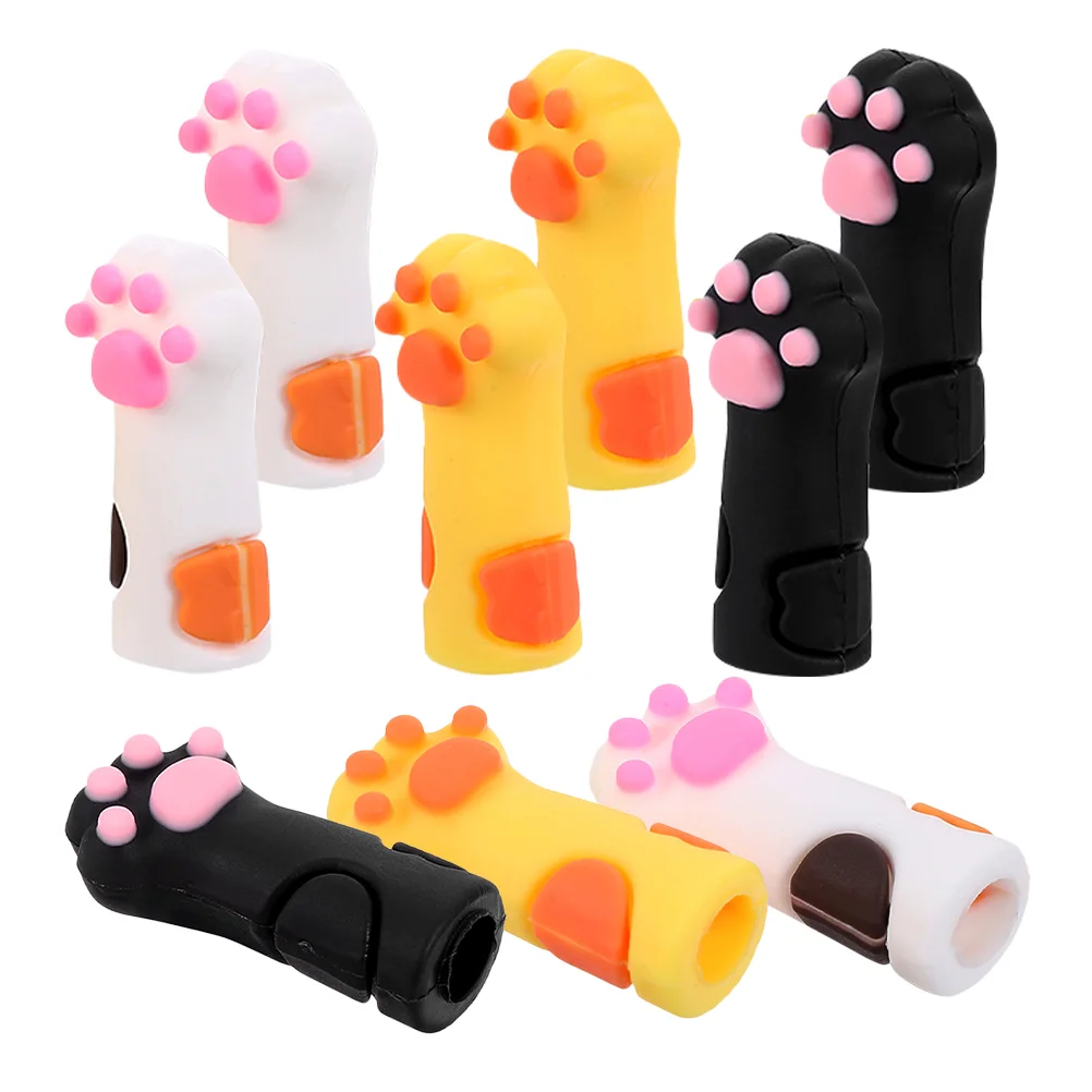 9 Pcs Pencils Cat Paw Cap Silicone Tip Protector Cover for Office Cute Protective Toppers Pupils