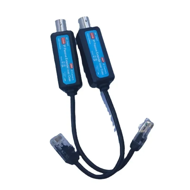 Cables coaxiales para cámara de seguridad IP, extensor pasivo trenzado, Ethernet, accesorios NVR, 1 par