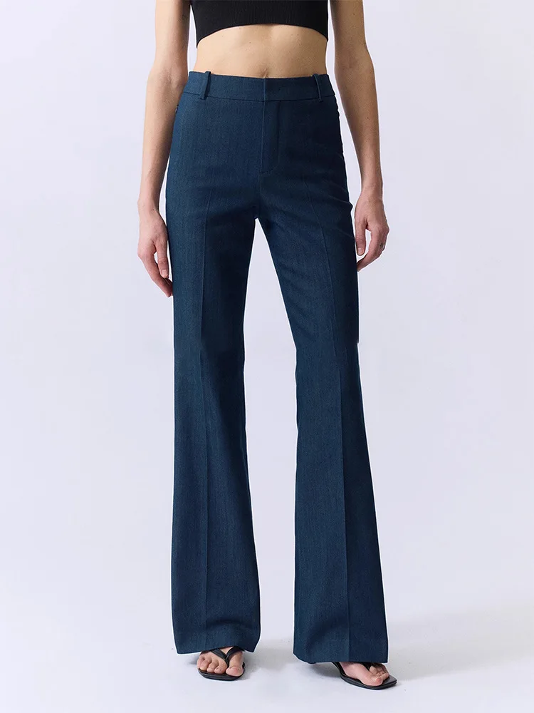 Dave&di Small Niche Minimalist Fashionable Leg Refined Comfortable Retro Micro Flared Pants High Waist Slimming Flared Pants For