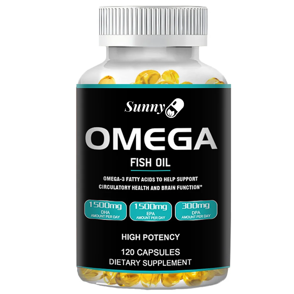 Triple Strength Omega 3 Fish Oil - Burp-Free Fish Oil Supplement with DPA, EPA and DHA for Circulatory Health and Brain Function