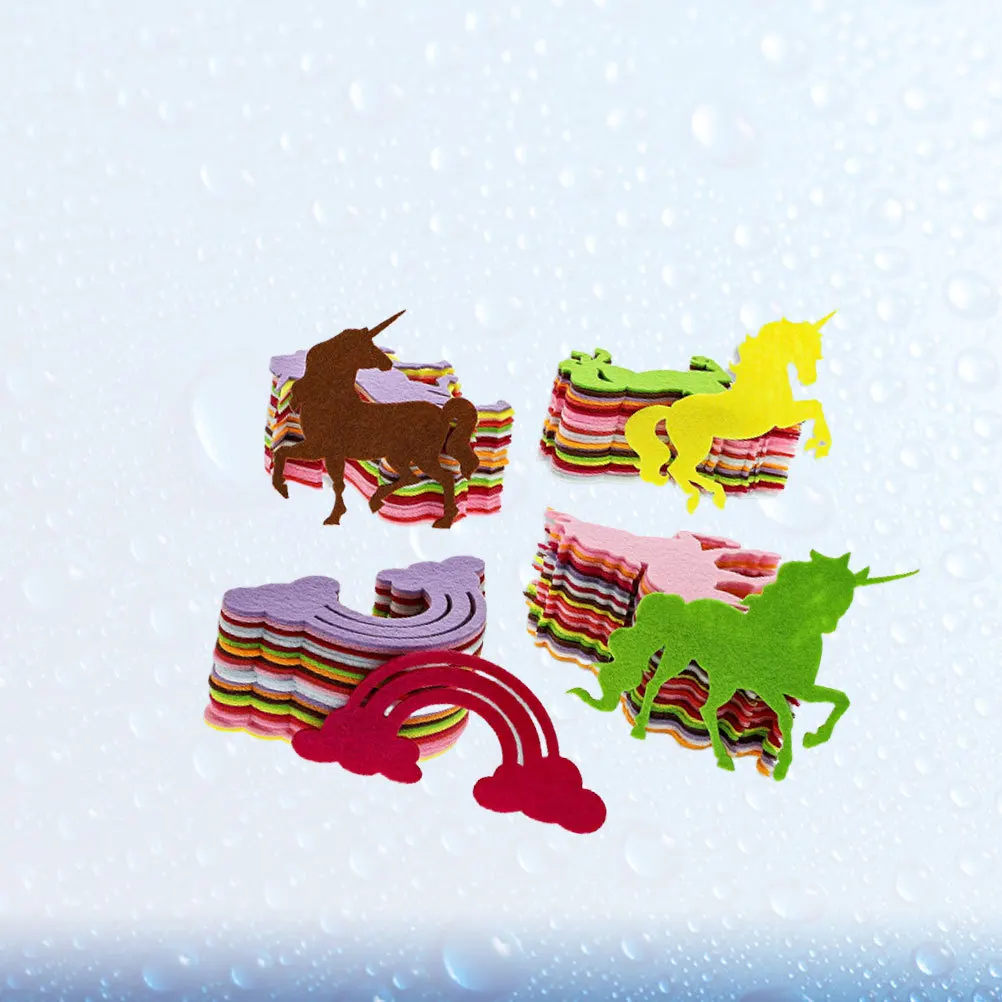 

100Pcs Rainbow Unicorn Felt Cutouts DIY Hanging Sticking Supplies Safe Touch Nonadhesive Craft Decor Felt Cutouts