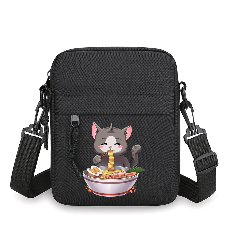 Fun Lamian Noodles Cat Japanese-style Small Crossbody Bag Women Men New Classic Animal Lightweight Zipper Kids Coin Purse