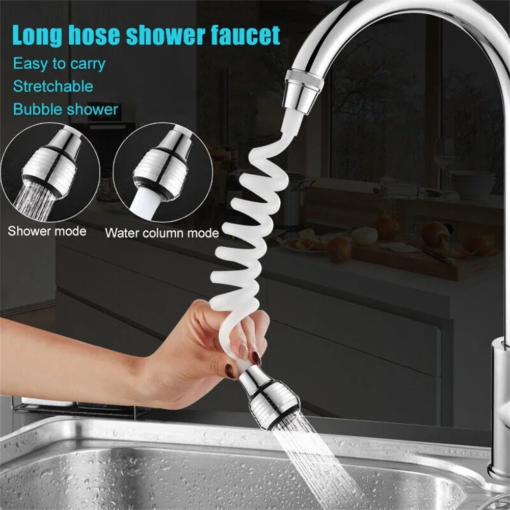 Long Hose Faucet Extender with 2 Speed Modes Effortless Installation ABS Plastic Wide Range Sink Cleaning Capability