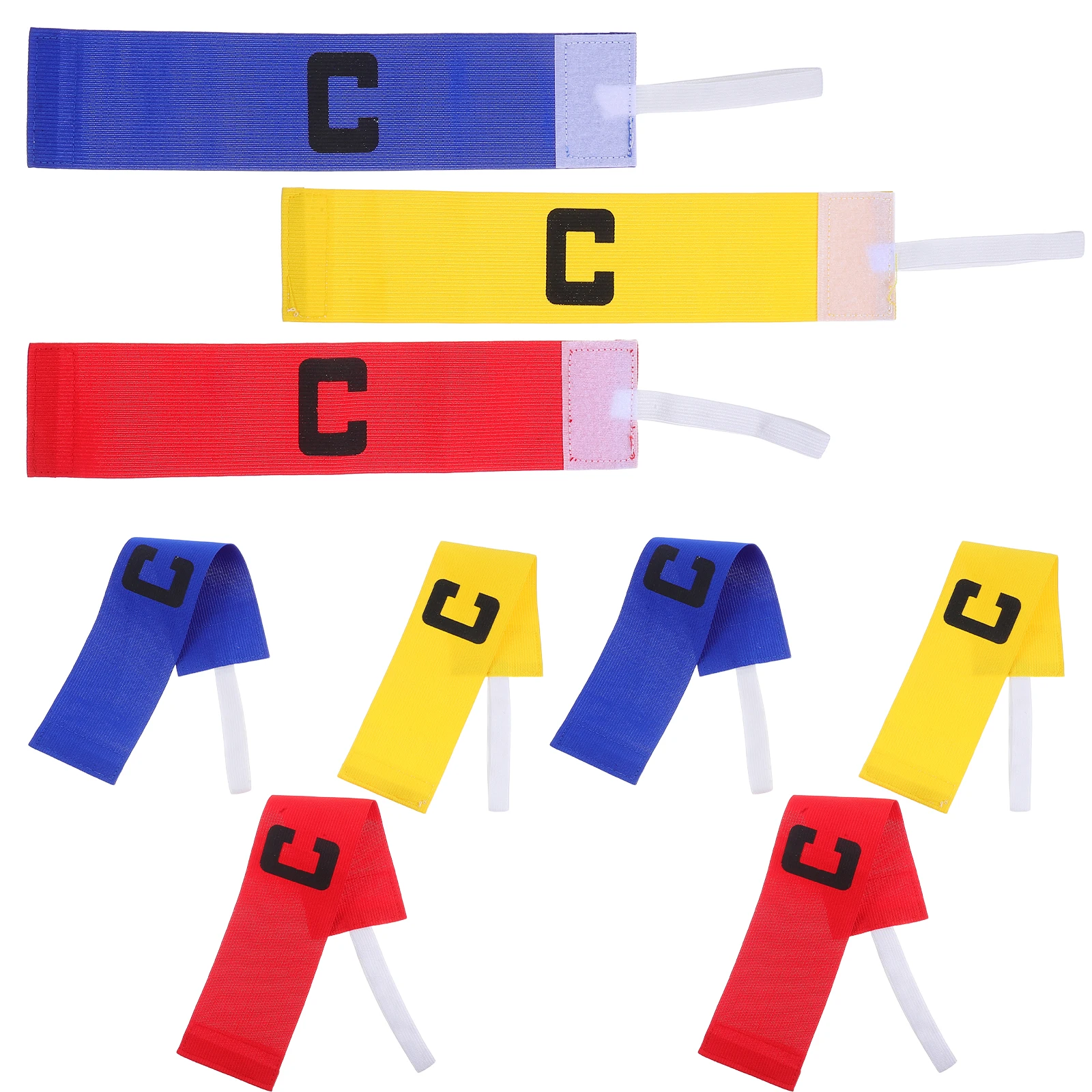 

9Pcs Soccer Captain Armband Elastic Adjustable Football Bands Red Blue Yellow Comfortable for Youth Adult Football Captain Band