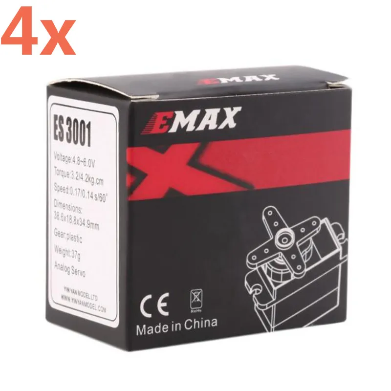 4Pieces EMAX ES3001 Standard 43g Servo Motor For Remote Control Cars RC Car Helicopter Boat Airplane (ES08A ES08MA ES08MD)