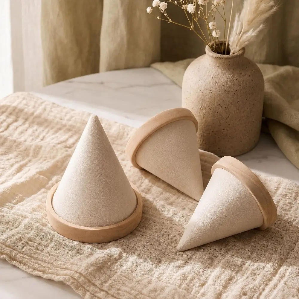 Wooden Cone Bracelet Display Stand Countertop Display Universal Necklace Storage Rack Handcrafted Cone Bracelet Stand