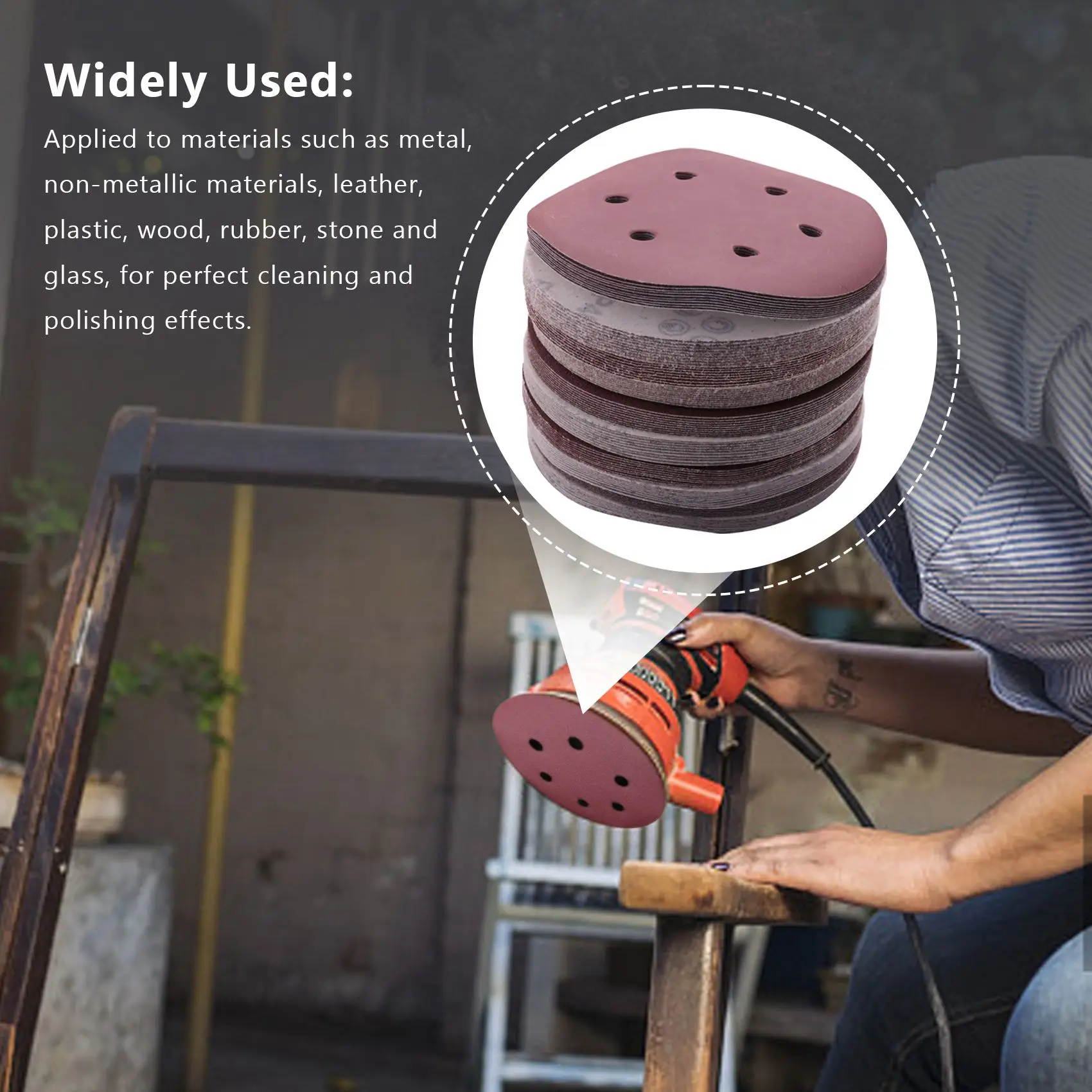 ABJY-150Mm Sanding Disc, 6 Inch Hook And Loop Sanding Pads, 100 Pcs Sandpaper Set Assorted Grits For Random Orbital Sander