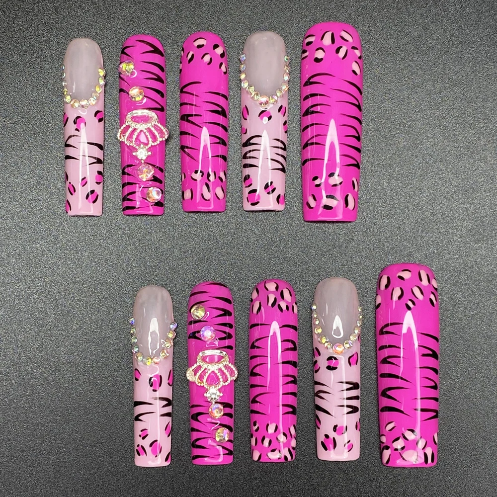 

Hand Paint Press on Nails 45mm INS Fashionable Tips Y2K Luxury Attracting Decorated Thickness Acrylic Handmade Nails Press on