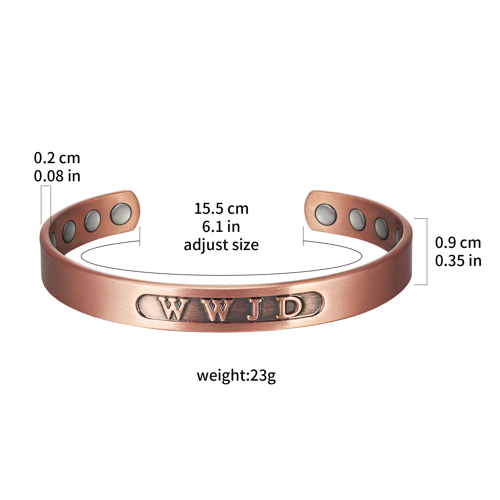 Wollet Copper Bracelet for Women Men, 99% Pure Copper Magnetic Bangle with Magnet Jewelry Gift