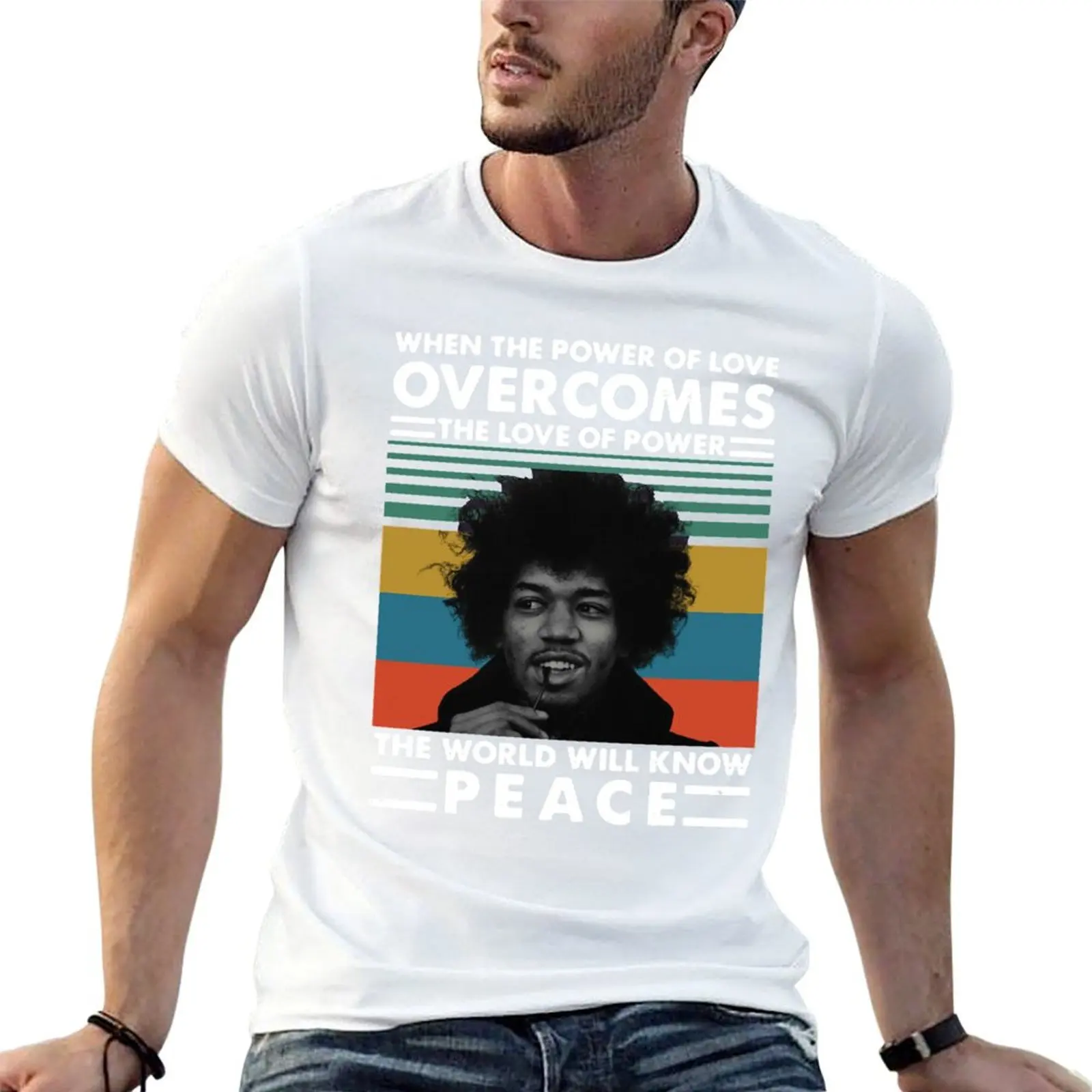 Jimi Quand la puissance de l'amour surpasse l'amour du pouvoir, le monde connaitra la paix, t-shirt vintage design