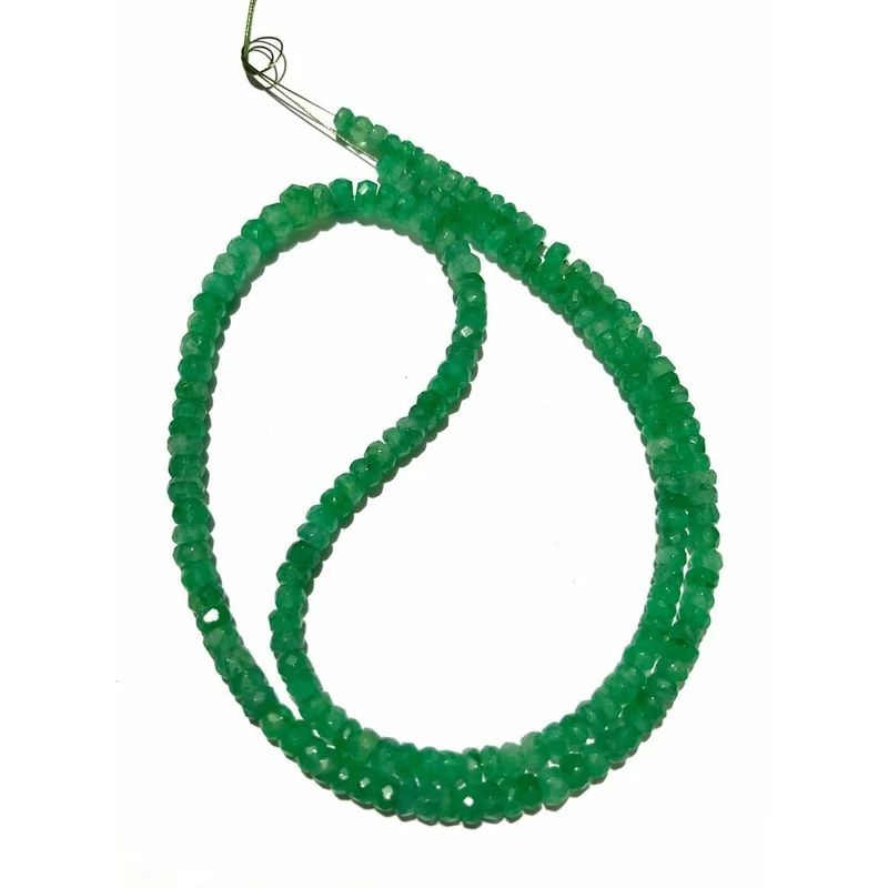 4-5MM Natural Zambian Emerald Faceted Beryl Rondelle Gemstone Necklace Jewelry