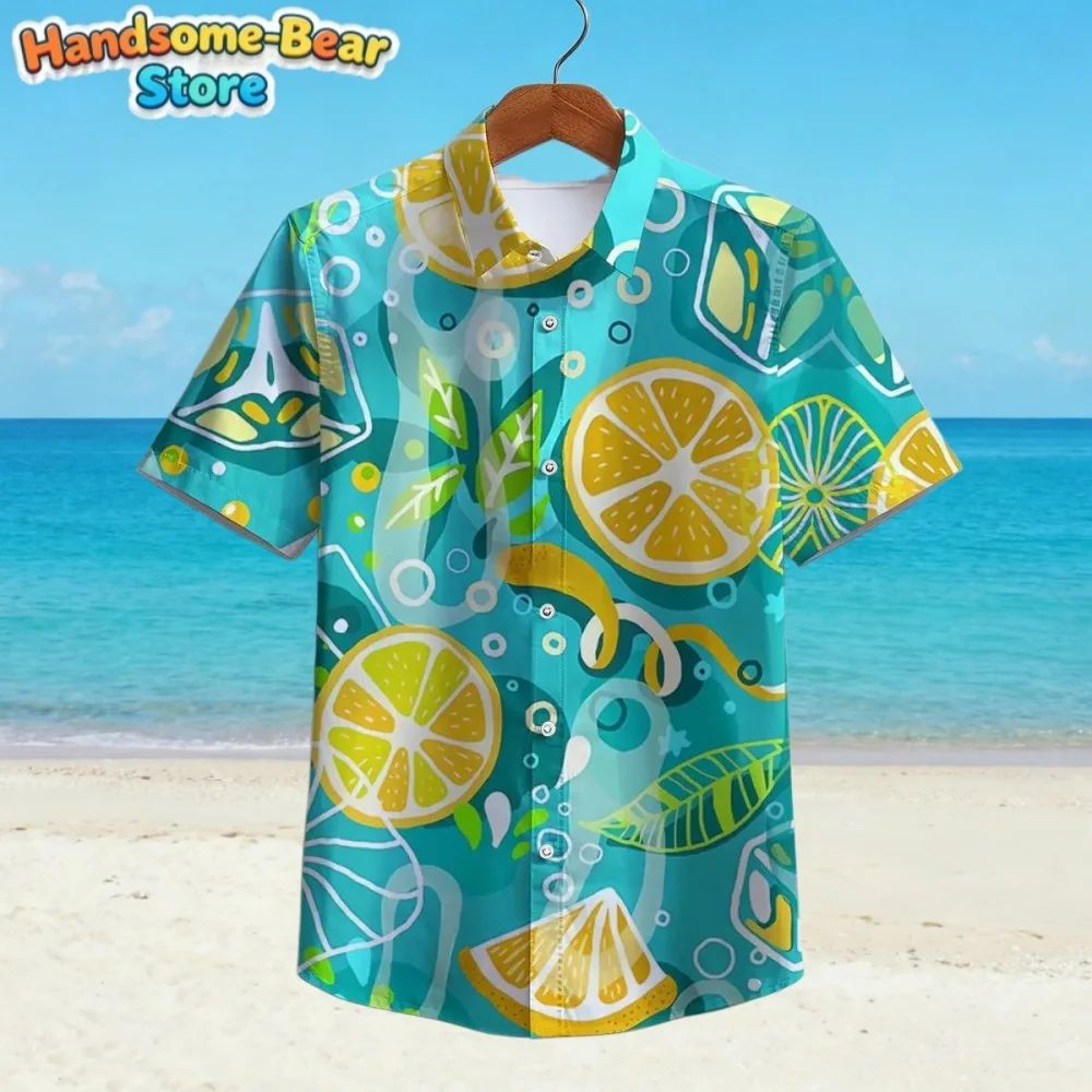 Hawaiian Shirt for Boy Summer Beach Summer Casual Short Sleeve Tops Flower Botanical Print Fashion Outerwear Holiday Boys Shirt