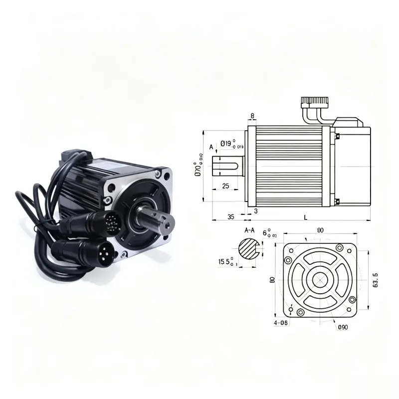 15A 80ST-M01330 AC Servo Motor 220V 0.4KW 1.27N.m 3000RPM Single-Phase AC White drive permanent magnet AASD Matched Driver.