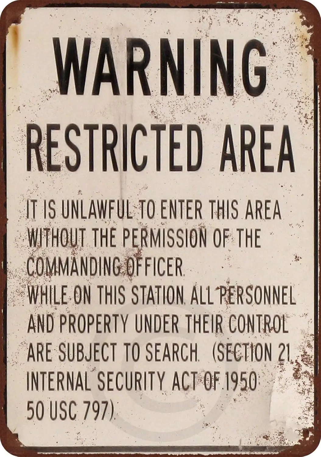 Custom Kraze Warning Military Restricted Area Vintage Look Reproduction Metal Sign -aluminum