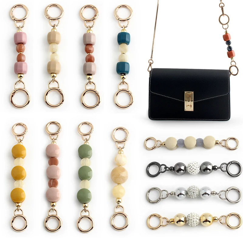 

2/4/6PCS contrast color earphone bag mobile phone extension chain bag shoulder strap round beaded decoration extension chain
